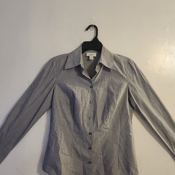 Ann Taylor LOFT Gray Blouse Size 6 - Picture 2 of 7